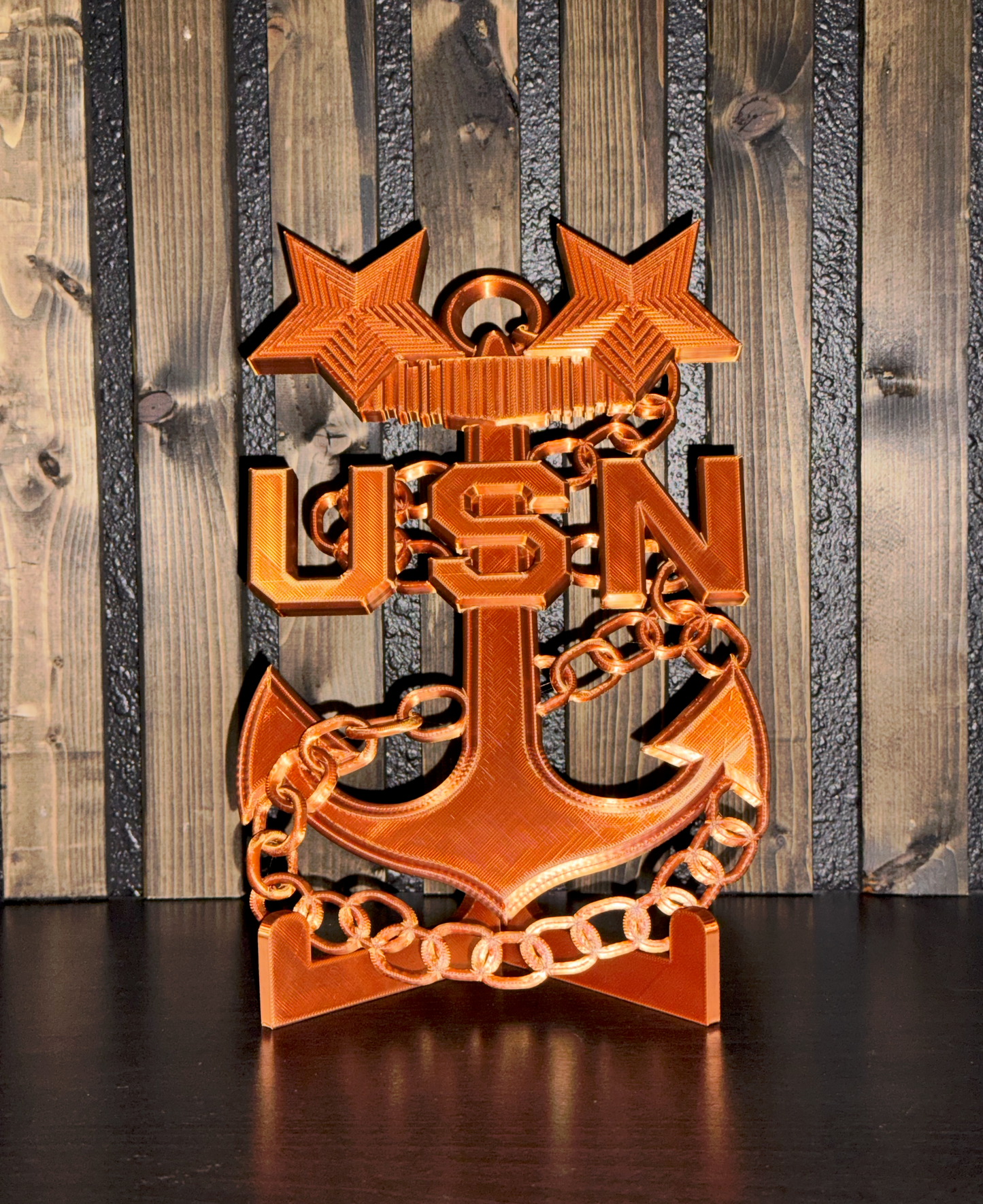 Navy Mustang Crest with Stand