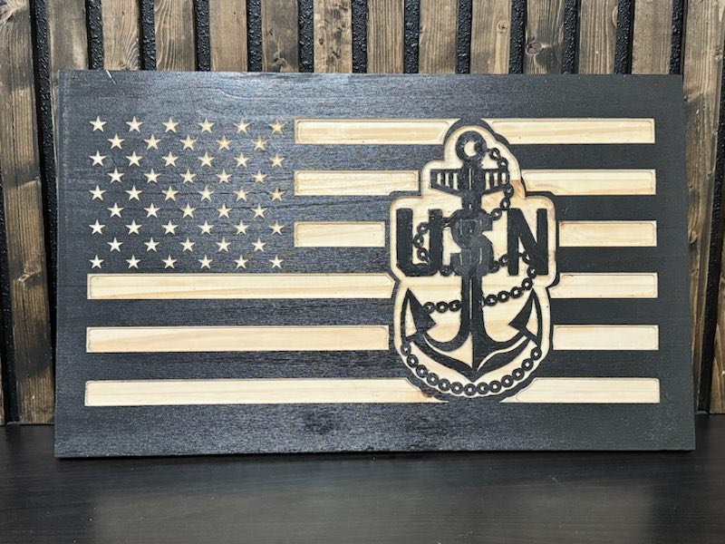Chief Anchor Wood American Flag