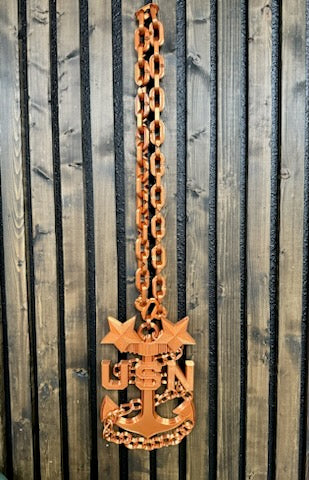 Navy Anchor Pendant & Chain w/ Stand