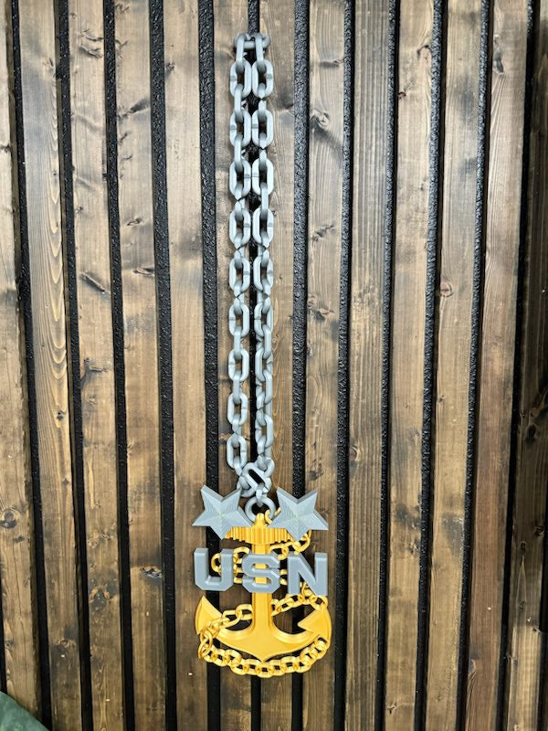 Navy Anchor Pendant & Chain w/ Stand